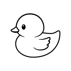 Rubber duck line icon isolated on white background.