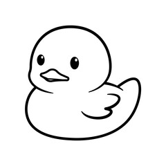 Rubber duck line icon isolated on white background.