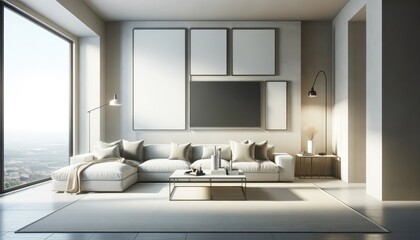 Fototapeta na wymiar Modern Living Room with Elegant Furniture and Decor