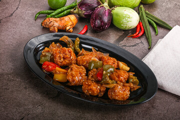 Chinese cuisine - prawn with chili sauce