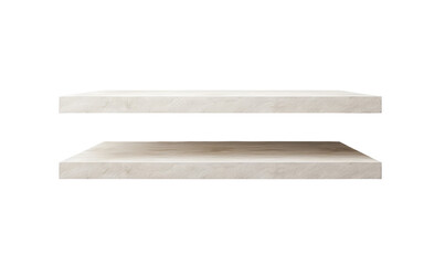 Sleek white floating shelves with a minimalist modern design.