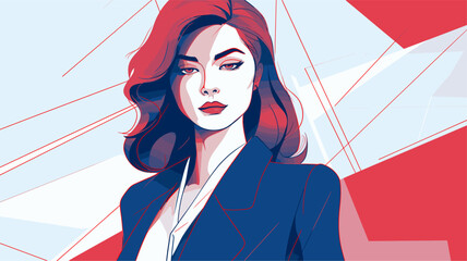 Businesswomen-themed vector art with a professional touch  featuring confident illustrations  muted yet impactful color tones  and symbols of corporate success for a visually engaging and - obrazy, fototapety, plakaty