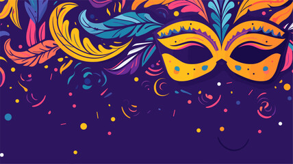 Vector illustration of a carnival-inspired background  highlighting the excitement with confetti  Mardi Gras symbols  carnival masks  and playful patterns in a visually dynamic and celebratory