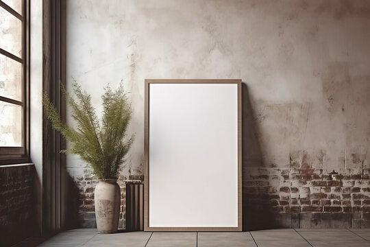 Interior Design of Living Space with Blank Mockup on Wall