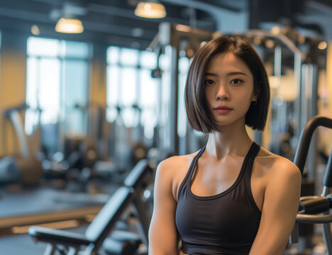 a lady working out in a gym with focused determination