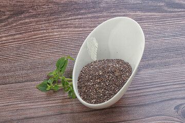 Dietary chia seeds in the bowl