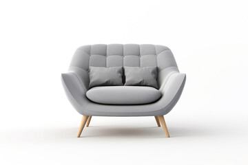 Obraz premium Minimalist Gray Couch in Nordic Design on White Isolation