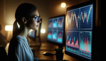 Financial Analyst Monitoring Stock Market Data