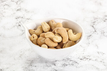 Cashew nuts heap in the bowl