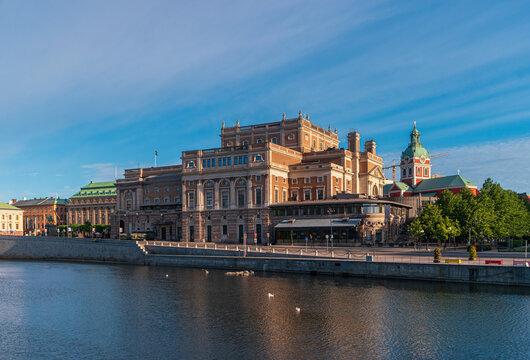 Stockholm, Sweden - June 23, 2019: View of the Royal Swedish Opera building from the embankment.