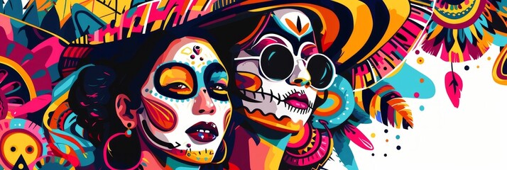 Mexican woman in colorful traditional national costume. Hispanic heritage month, mexican festival background