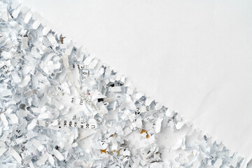 Shredded paper on white background close up