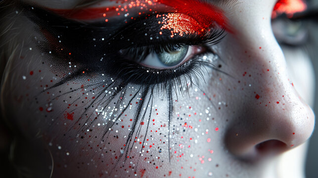 Avant Garde eye makeup and shadow. Extreme style fashion.