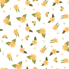 Seamless floral pattern, vector illustration on a white background. Suitable for textiles, wallpaper, printing, stylish modern pattern for all surfaces