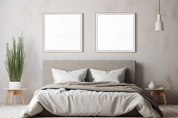 Scandinavian Bedroom Design with Blank Wall Templates