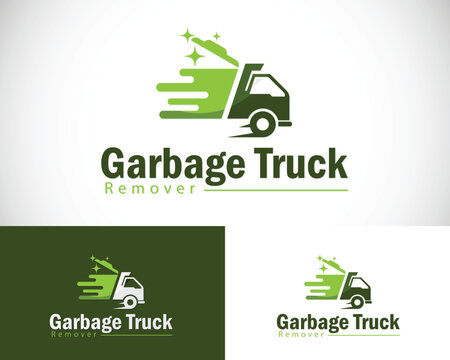 garbage truck logo creative design concept trash cleans organic