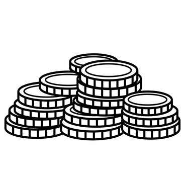 black and white coins stack clip art preview