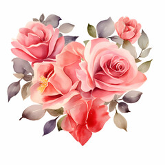 Heart of Roses: Vibrant Watercolor Flowers for Greetings Cards and Invitations. Perfect for Valentine's Day and Mother's Day Celebrations.