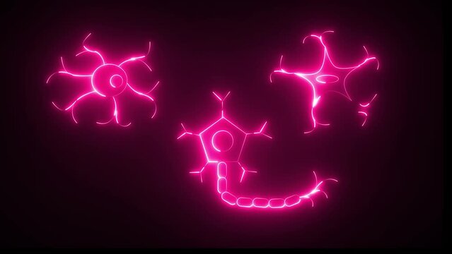 Neon glowing light neuron. Neuron is structural and functional unit of nervous system. Neuron is the most imprtant cell of nervous system.