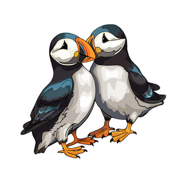 recommend clip art: Vector Atlantic puffin bird cartoon animal design flat vector illustration isolated on white background. Cute atlantic puffin print style on a white background.