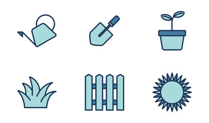 gardening tools  icon symbol vector template collection