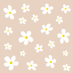 Daisy flower pattern. White chamomile camomile icon set. Cute plant collection. Growing concept. Greeting card, banner. Wrapping paper textile template. Flat design. Pink background.