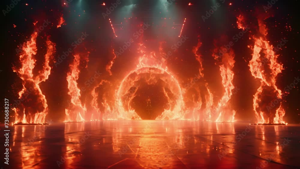 Poster the stage is set ablaze with a symphony of abstract flames as performers use fire like musical notes