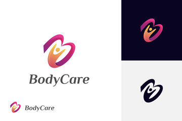 people body care logo icon design with letter B people happy graphic symbol © Agung