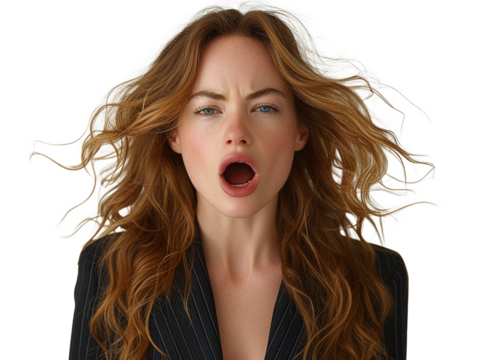 The portrait an angry woman, conveying her anger through her facial expression. - Powered by Adobe