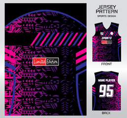 Pattern vector sports shirt background image.ancient purple and pink character pattern design, illustration, textile background for sports t-shirt, football jersey shirt.eps
