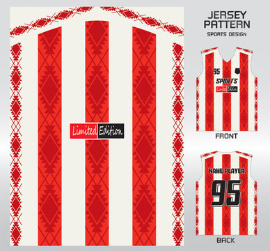 Pattern vector sports shirt background image.red and white tribal pattern design, illustration, textile background for sports t-shirt, football jersey shirt.eps