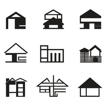 houses and skyscrapers logo or badge in Vintage style