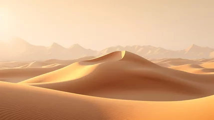 Fotobehang Desert landscape, sand dunes with wavy pattern © ma