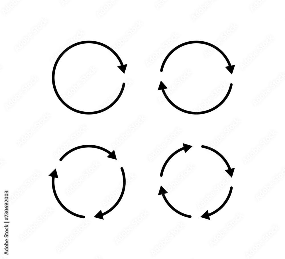 Canvas Prints circle arrow icons set. round reload, restart, recycle and repeat symbol. one, two, three and four a