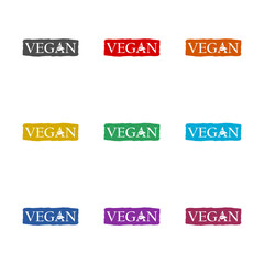  Vegan Label  icon isolated on white background. Set icons colorful