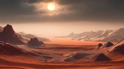 Desert landscape, sand dunes with wavy pattern