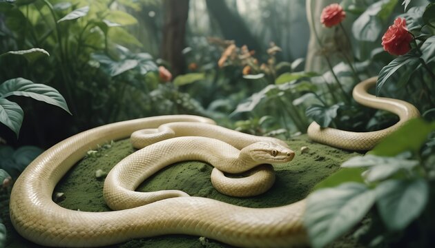 green snake in the forest