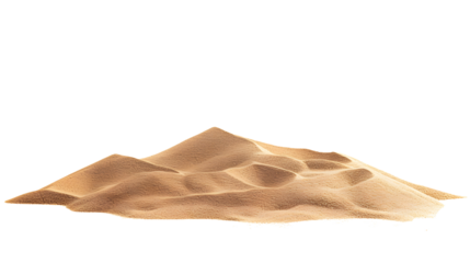 Desert sand pile, dune isolated on white background