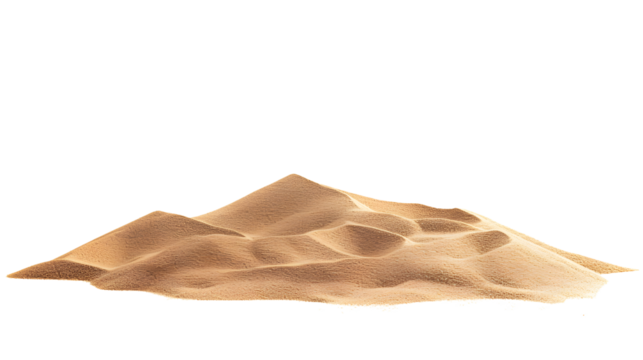 Desert sand pile, dune isolated on white background