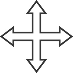 Four way arrows icon. Editable vector illustration stroke. Transparent background.