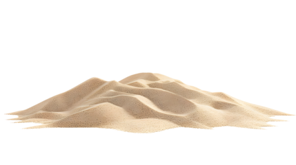 Desert sand pile, dune isolated on white background