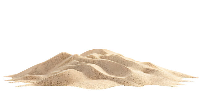 Desert sand pile, dune isolated on white background