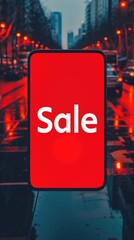Bold Sale Sign on Red Minimalistic Background. Background for Instagram Story, Banner