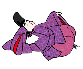 日本の貴族.怠惰な直衣姿の男性。平安時代イメージイラスト
