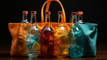 Sophisticated Elixirs: Unveiling the Aesthetically Pleasing World of Liquid in Colorful Bottles for Bar Enthusiasts, generative AI