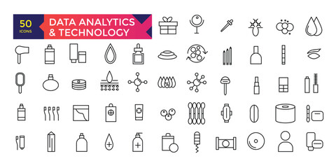 Skin Care and Beauty cosmetics icons set for infographics mobile ux ui kit