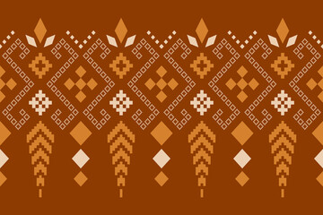 Nature vintages cross stitch traditional ethnic pattern paisley flower Ikat background abstract Aztec African Indonesian Indian seamless pattern for fabric print cloth dress carpet curtains and sarong