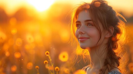Fototapeta premium Young beautiful woman thresh The sun hot 