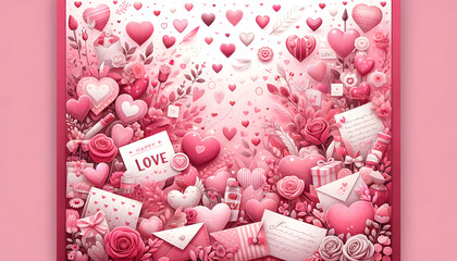 the Valentine's Day-themed background, filled with romantic elements like hearts, flowers, and a mix of reds, pinks, whites, soft pastels