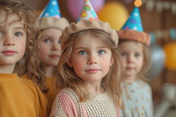Fototapeta na wymiar Birthday Party Hats: A Celebration of Childhood Joy Generative AI